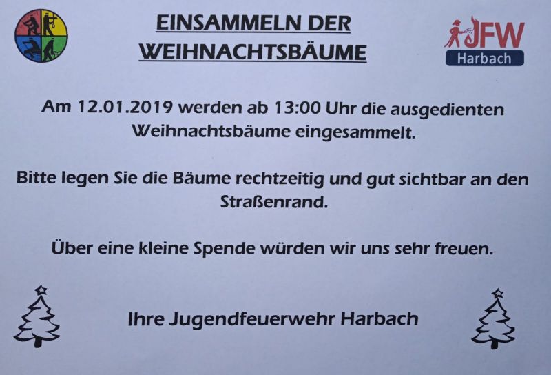 Einsammeln der Weihnachtsbäume
